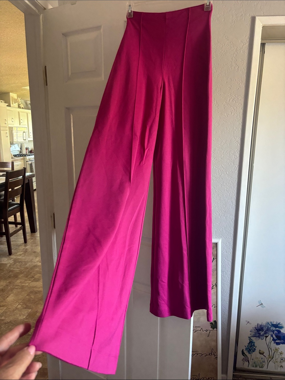 Wide Leg Pants in Magenta - Women's Stylish High-Waist Trousers - Picture 2 of 5